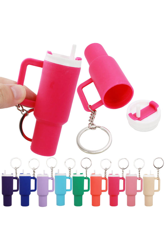 Vibrant Colorful Matte Tumbler Cup Key Chain: ASSORTED / ONE SIZE